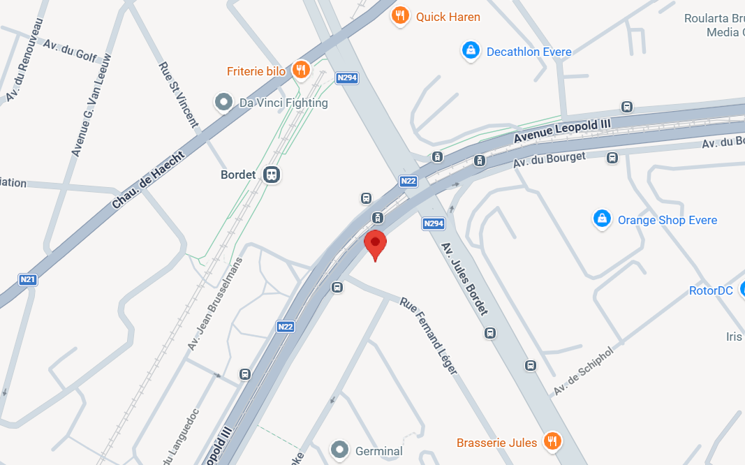 Carte indiquant l’emplacement du Centre Médical Léopold III à Evere.